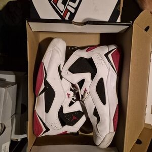 Jordan White and Black Sneakers with Red Accents